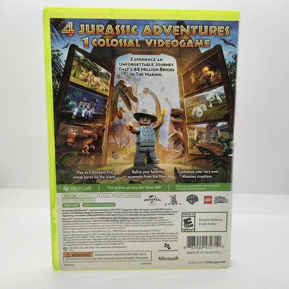 LEGO Jurassic World Xbox 360 Game CIB‎ Complete WB Games Dinosaurs